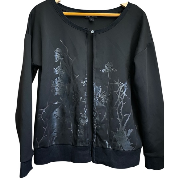 Rock & Republic Jackets & Blazers - Rock & Republic Black Contrast Upcycled Open Cardigan Size L